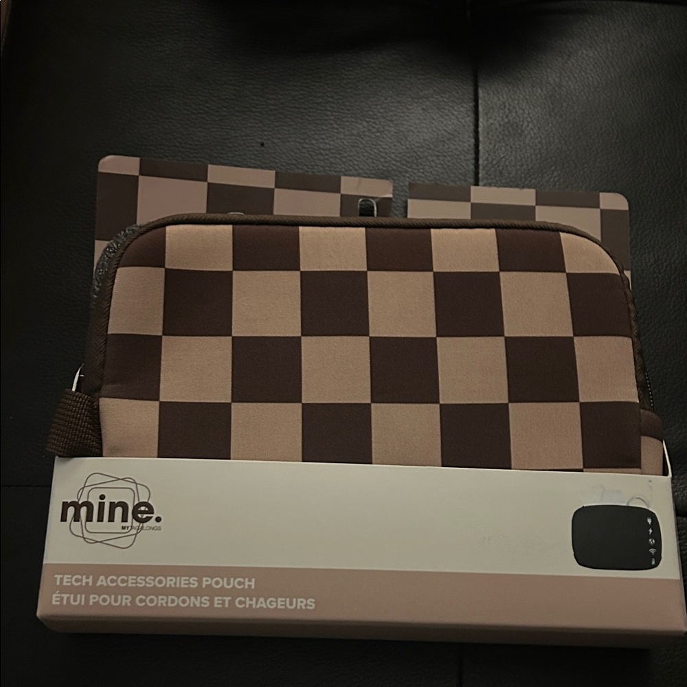 Mine Checkered Pouch for Tech Essentials - NWT